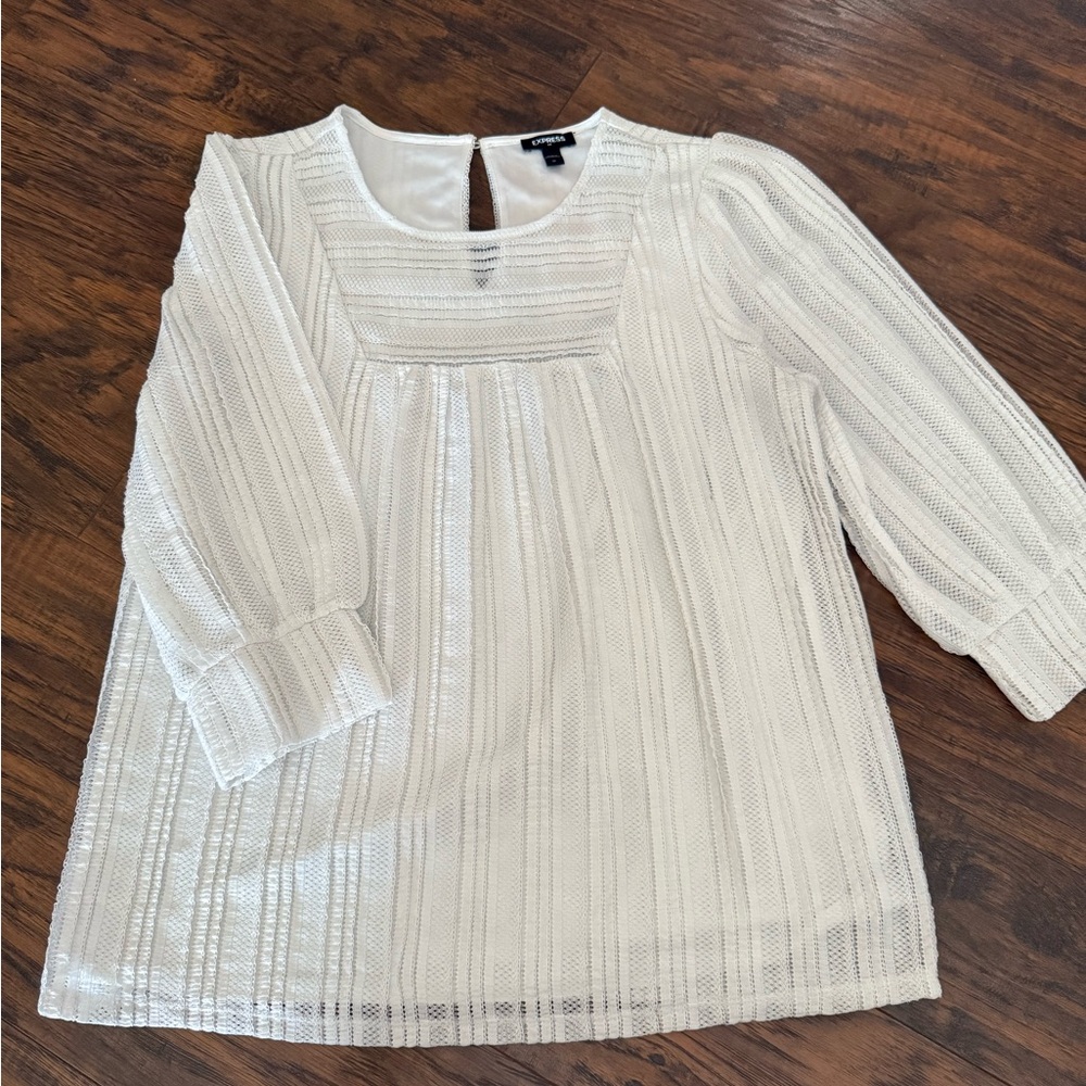 Express Cream Textured Blouse